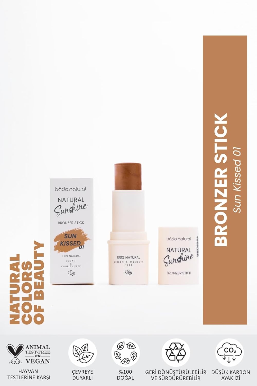 Bade Natural Bronzer Stick - Sun Kissed 01 | 100% Natural Creamy Contour & Glow, Hydrating & Blendable