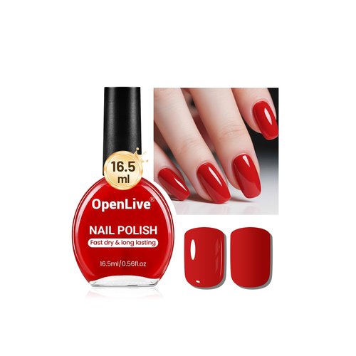 OpenLive Red Nail Polish - 16.5ml Quick Drying Formula for Long Lasting Color | Perfect DIY Home Manicure Gift for Women