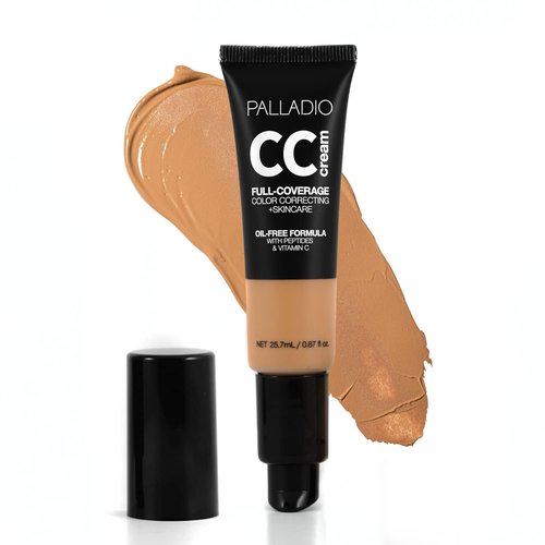 Palladio CC Cream - Full-Coverage Color Correction with Peptides & Vitamin C | Oil-Free, Rich 50N