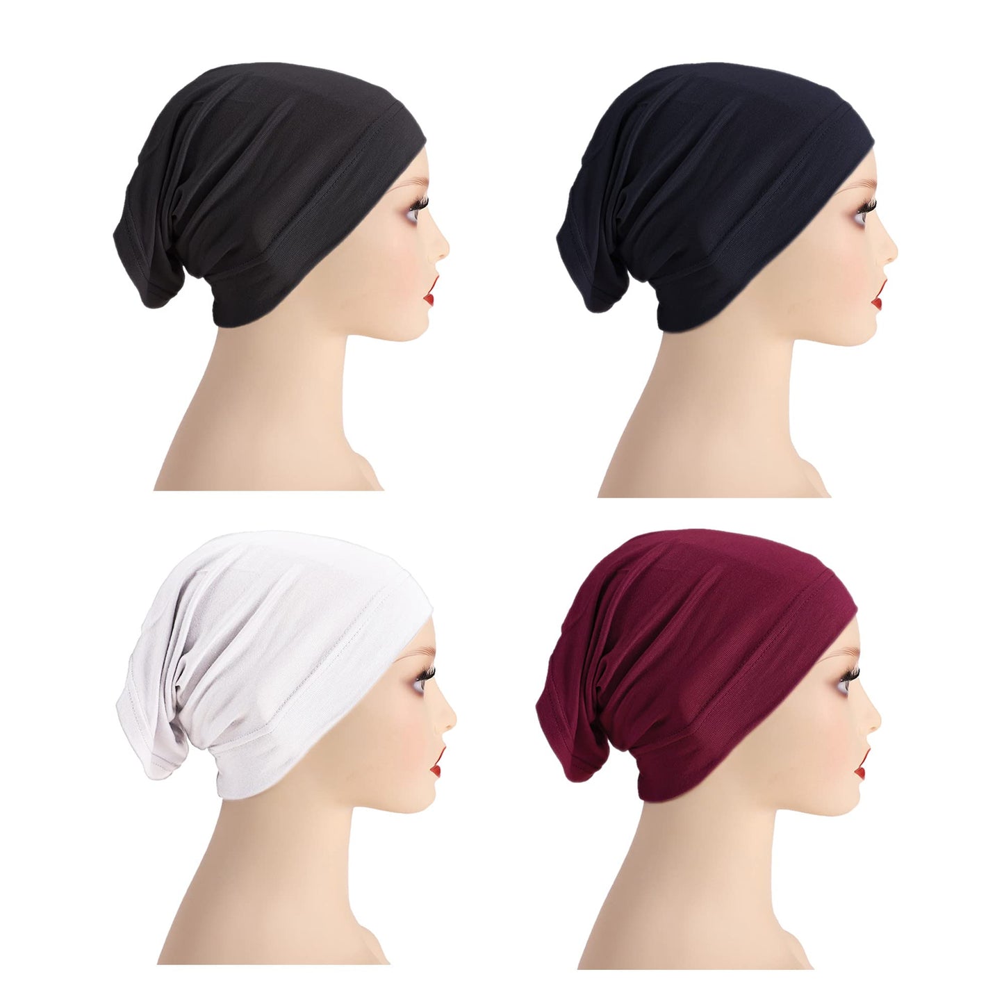 MOWEN 4 Piece Hijab Cap Hijab Scarf Hijab Cap for Women