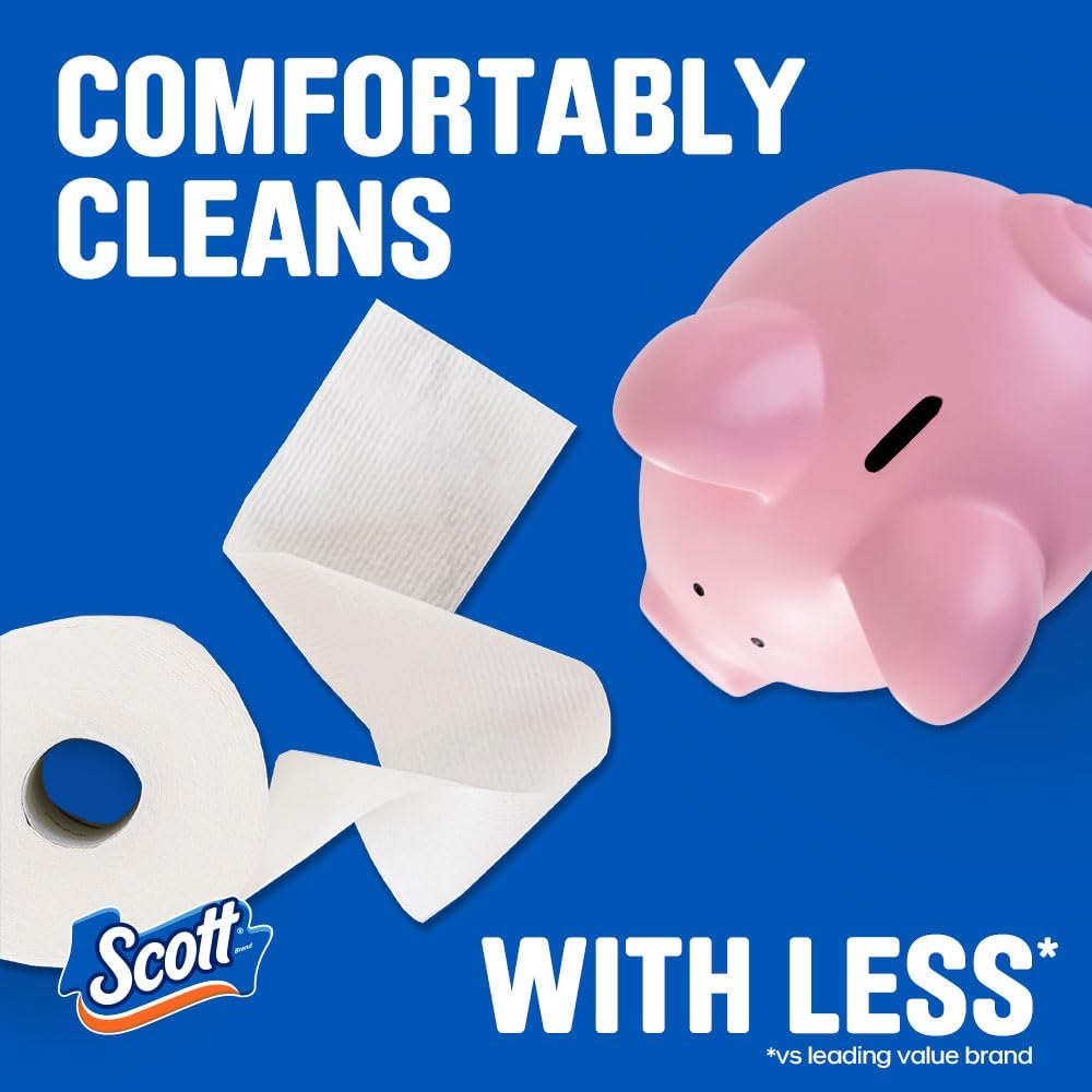 Scott ComfortPlus Toilet Paper - 12 Triple Rolls | 231 Sheets Each - Septic-Safe, 1-Ply Softness
