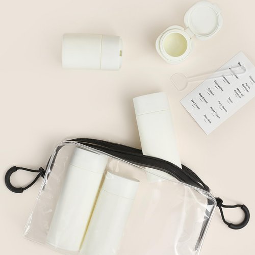Travel Bottles for Toiletries, 5 Pack Travel Size Containers, TSA Approved Leak Proof Refillable Portable Travel Toiletry Bottles Set with Clear Toiletry Bag for Shampoo Conditioner, Lotion (White)