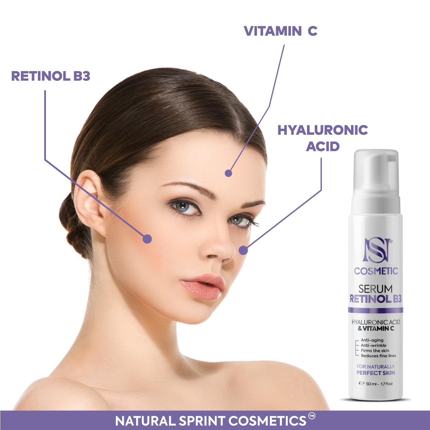 Skiennix Anti-Aging Face Serum - Retinol, Vitamin C & Hyaluronic Acid for Deep Hydration | 50 ml