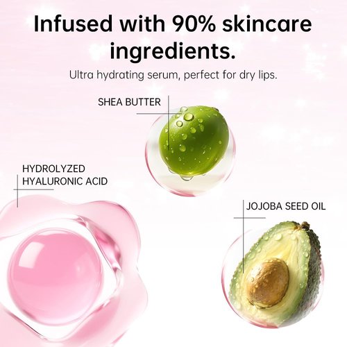Catkin Lip Plumper Gloss - Tinted Serum with Hyaluronic Acid & Jojoba Oil | Non-Sticky Hydrating Formula, 0.12 Fl Oz (2pcs)