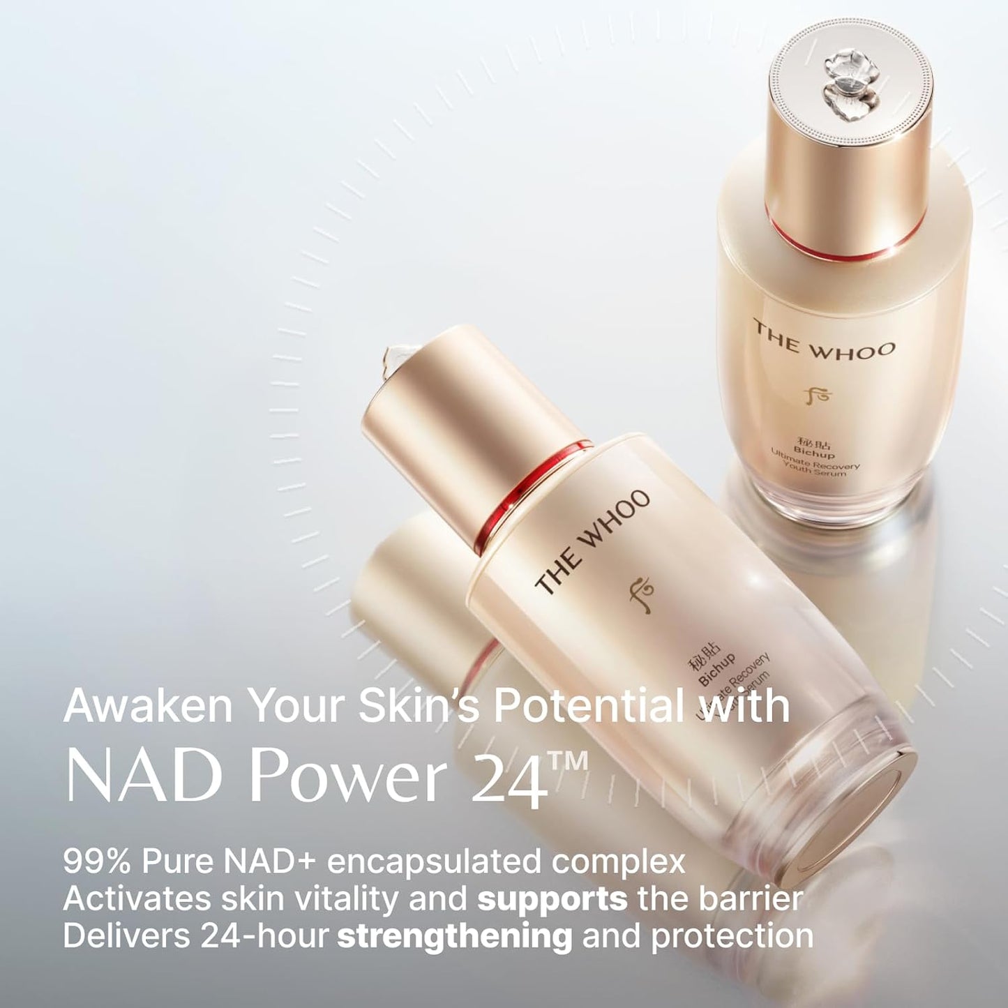 The Whoo Bichup Ultimate Recovery Youth Serum - Intensive Anti-Aging Skincare with NAD+ & Ceramide for Wrinkles | Day & Night Firming Treatment