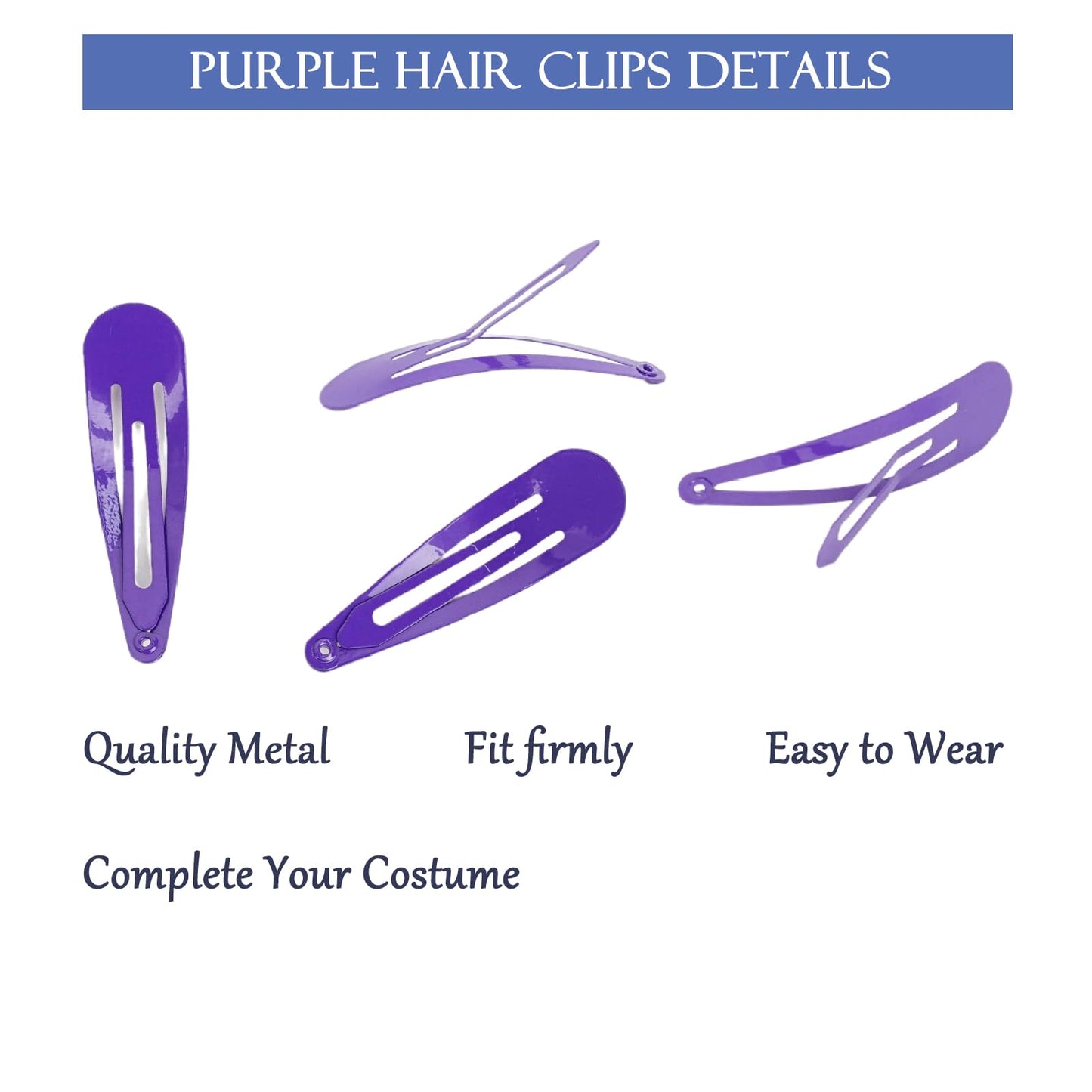 Kids Deep Blue Wavy Wig, Center Parting & 2 Purple Hair Clips - Perfect for Halloween Themed Parties Envy Cosplay