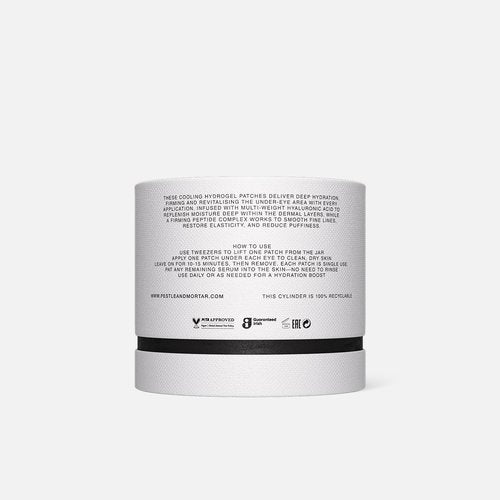 Pestle & Mortar Pure Hyaluronic Hydrogel Eye Patches - 30 Pairs | Cooling Under-Eye Treatment with Peptides for Hydration & Depuffing