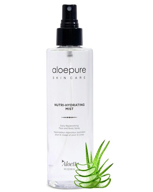 Aloette Nutri-Hydrating Mist After Sun Spray - Aloe Vera Facial & Body Mist with Vitamins A, C, E & B5 - 8oz for Glowing Skin