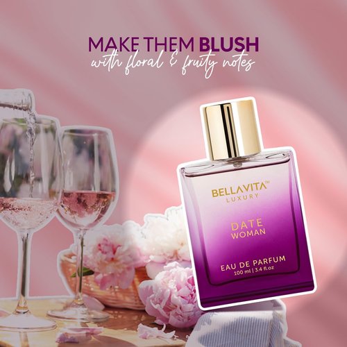 Bellavita Luxury DATE Eau de Parfum - 100 ml | Long-Lasting Floral Perfume for Women with Pink Pepper, Jasmine & Moss