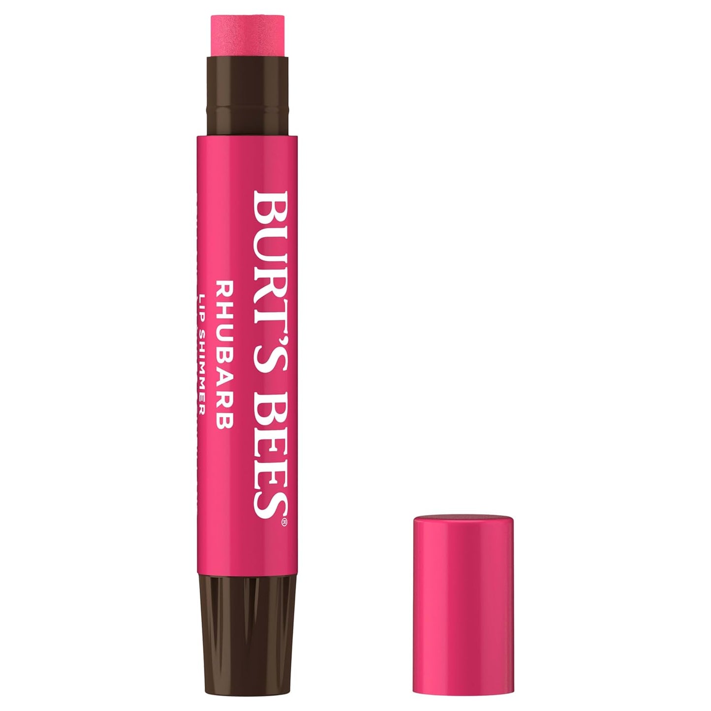 Burt's Bees Shimmer Lip Tint - Moisturizing Tinted Lip Balm Stick for All-Day Hydration | Rhubarb (1-Pack)