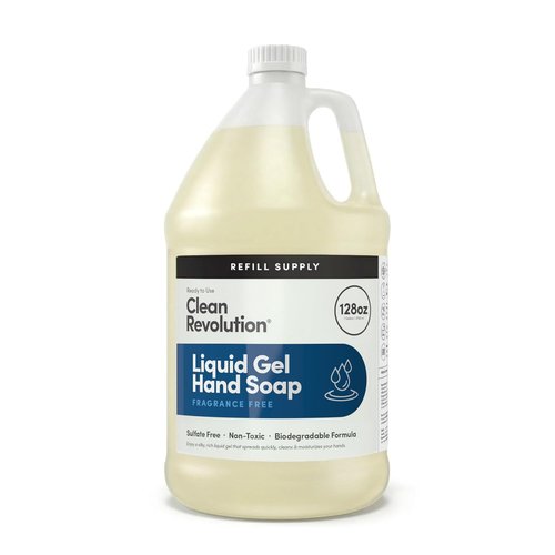 Clean Revolution Liquid Gel Hand Soap - Silky Rich Formula for Quick Lather & Fast Rinsing | 128 Fl Oz, Fragrance Free