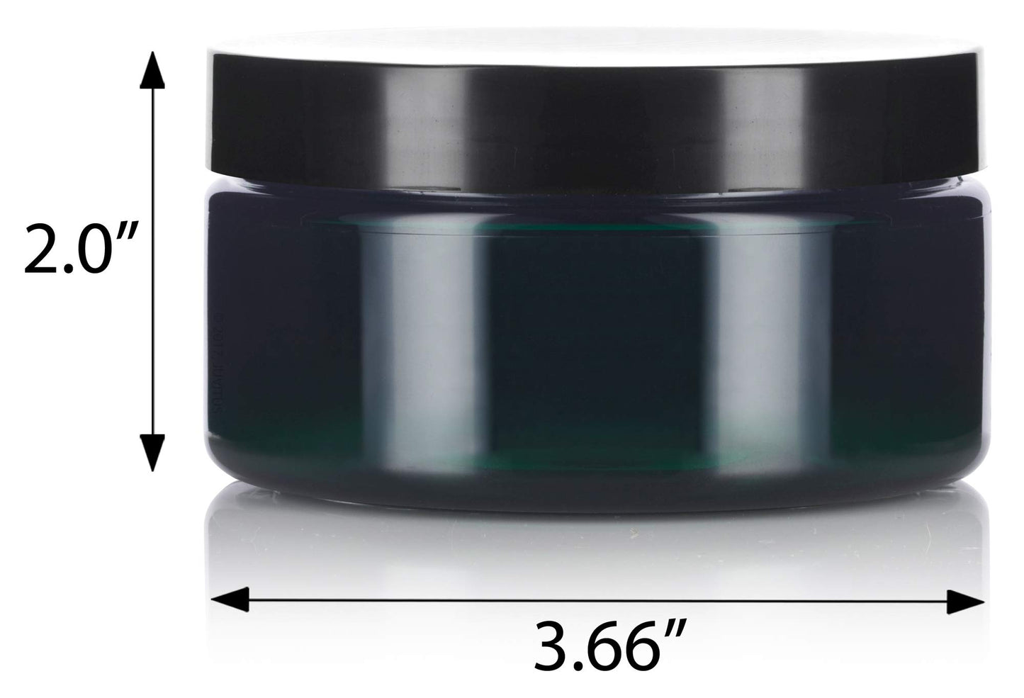 JUVITUS (12 Pack) 8 oz Green PET Plastic Low Profile Jar with Black Smooth Lid