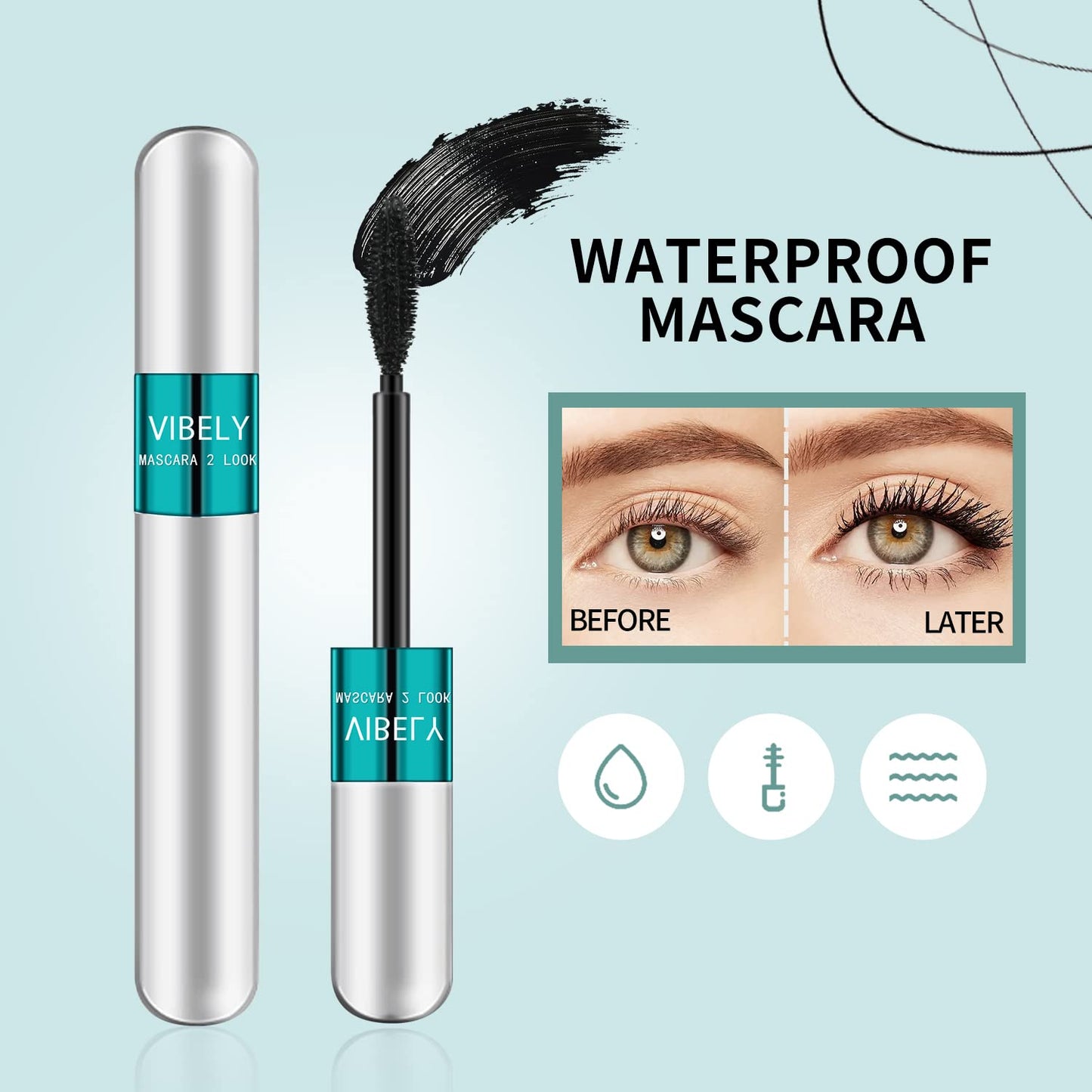 Skiennix 2-In-1 Mascara - 5X Longer Waterproof Lash with Natural Lengthening & Thickening Effect