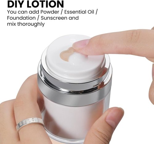 Airless Cosmetic Jar - Refillable Travel Makeup Container | Leak-Proof Design for Creams & Foundations | 1.7 oz Made in USA