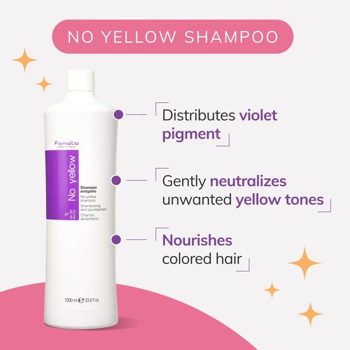 Fanola No Yellow Purple Shampoo - Color Depositing Formula for Blondes & Grey Hair - 33.8 Fl oz | 2 Pack