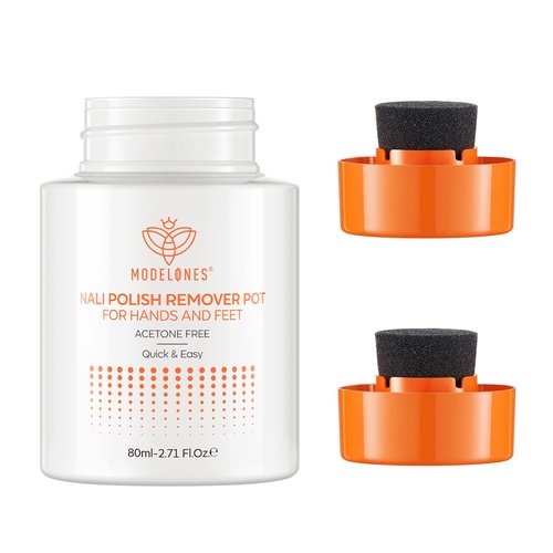 Modelones Acetone-Free Nail Polish Remover Pot - Gentle Jojoba Oil Formula, 2.71 Fl Oz