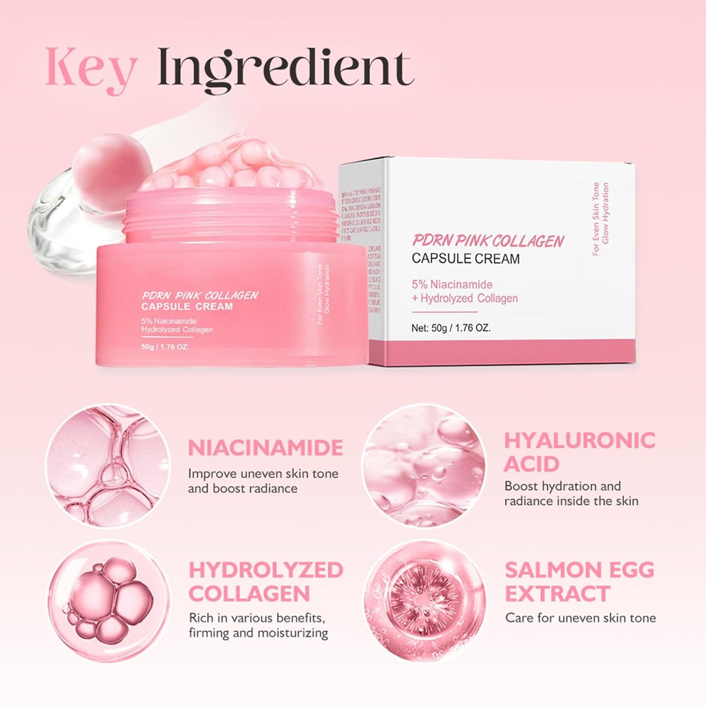 Skiennix PDRN Capsule Cream - Lightweight Salmon DNA Moisturizing Gel for Deep Hydration | 1.76 oz