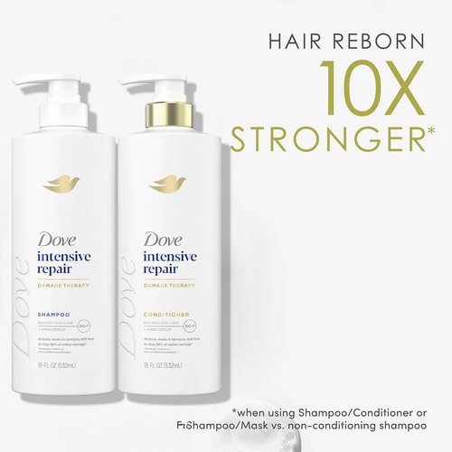 Dove Shampoo, Conditioner & Serum Set, Intensive Repair – Damage Therapy Bio-Protein Care Formulas for Restoring Dry, Damaged Hair (3 Piece Set)