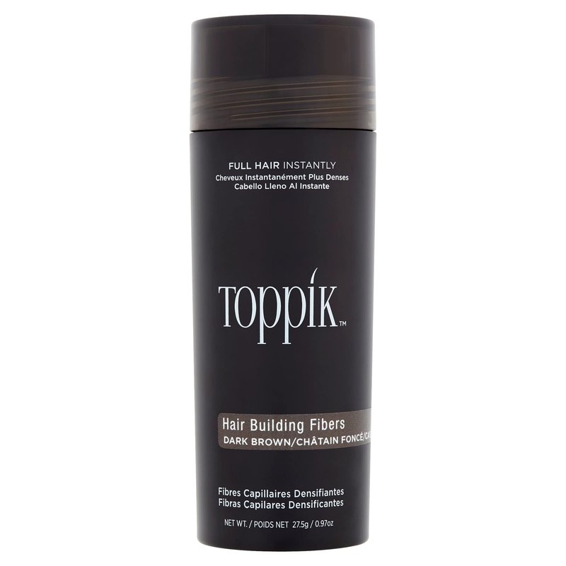 Toppik Hair Building Fibers, Dark Brown, 27.5g Fill In Fine or Thinning Hair, Instantly Thicker, Fuller Looking, 9 Shades for Men & Women, Keratin Protein Formula