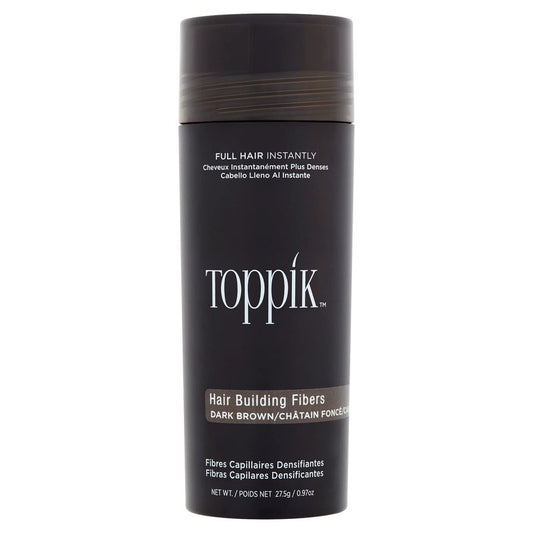 Toppik Hair Building Fibers, Dark Brown, 27.5g Fill In Fine or Thinning Hair, Instantly Thicker, Fuller Looking, 9 Shades for Men & Women, Keratin Protein Formula