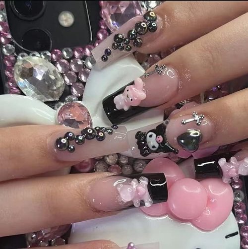 70Pcs for Kitty San-Rio Cute Charm Kawaii Skateboard Nail Charm Flat Background Resin Charm 70 3D Nail Charm Nail Decoration Products for Halloween Decoration (Cute Nail Charm)