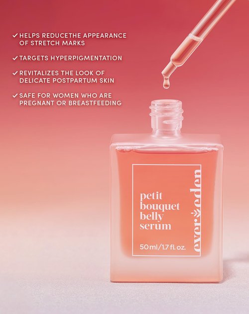 Evereden Petit Bouquet Belly Serum - 1.7 Fl Oz | Clean & Vegan Pregnancy Oil for Stretch Marks | Non-Toxic Maternity Skincare