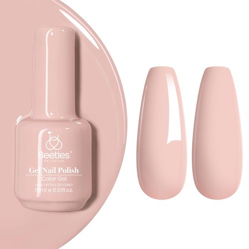 beetles Nude Gel Nail Polish, 1Pcs 0.5Oz 15ml Sheer Pink Gel Polish Light Nude Nail Polish Neutral Soak off Uv Led Lamp Needed Manicure for Home Salon Nail Art DIY Gifts for Her Spring Nails