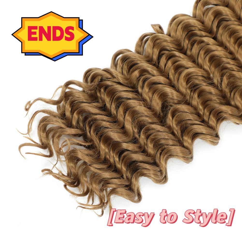 18 Inch Deep Wave Braiding Hair (1Pack-2Bundles) Water Wave Braiding Hair For Bohemian Knotless Boho Braids Wet and Wave, Bulk Synthesis Braiding Hair For Micro Braids Curly Deep Bulk