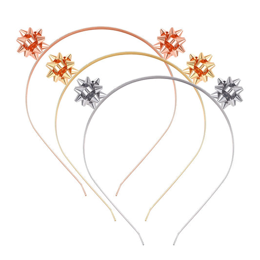 Christmas Headbands for Women Xmas Bow Hairband Red Green Gold Present Bow Headpiece Festive Holiday Party Hair Accessory