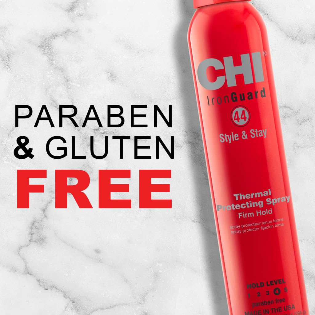 CHI 44 Iron Guard Firm Hold Protecting Spray - Heat Protectant & Hairspray, 10 Oz | Sulfate-Free