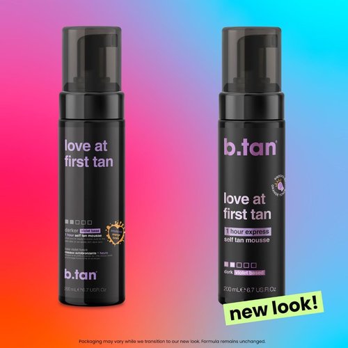 b.tan Violet Base Self Tanner Mousse - Love At First Tan | 1 Hour Express Foam for Dark Bronzing Glow, 6.7 Fl Oz
