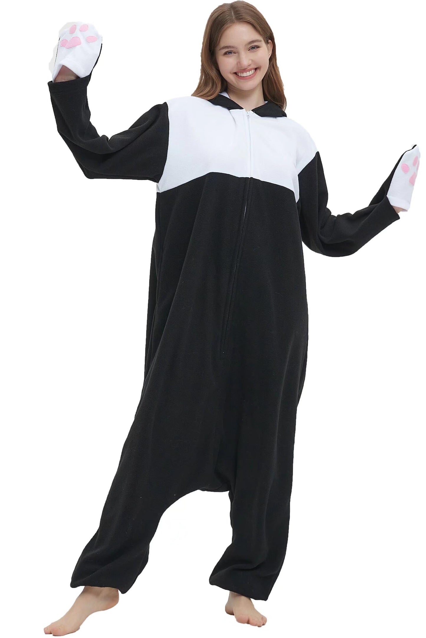 DarkCom Unisex Adult Cosplay Dutch Rabbit Onesie Halloween Costume Christmas Pajamas for Women Men Medium