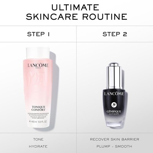 Lancôme Ultimate Nightime Prep Skincare Duo - Tonique Confort Hydrating Facial Toner 13.4 Fl Oz & Génifique Ultimate Dual Recovery Face Serum 0.67 Fl Oz