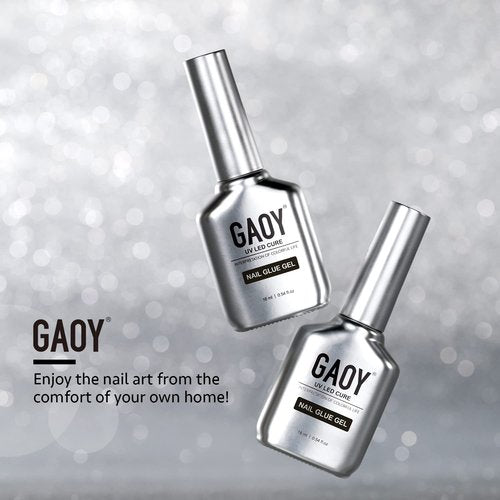 GAOY 2Pcs 16ml Gel Nail Glue for Acrylic Nails Tips, 2 in 1 Nail Glue and Base Coat, UV Light Cure