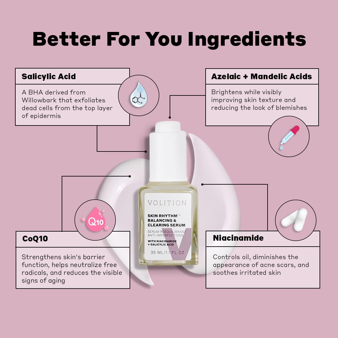 Volition Beauty Skin Rhythm Serum - Balancing Niacinamide & Salicylic Acid | Acne Treatment for Even Skin Tone & Dark Spot Reduction
