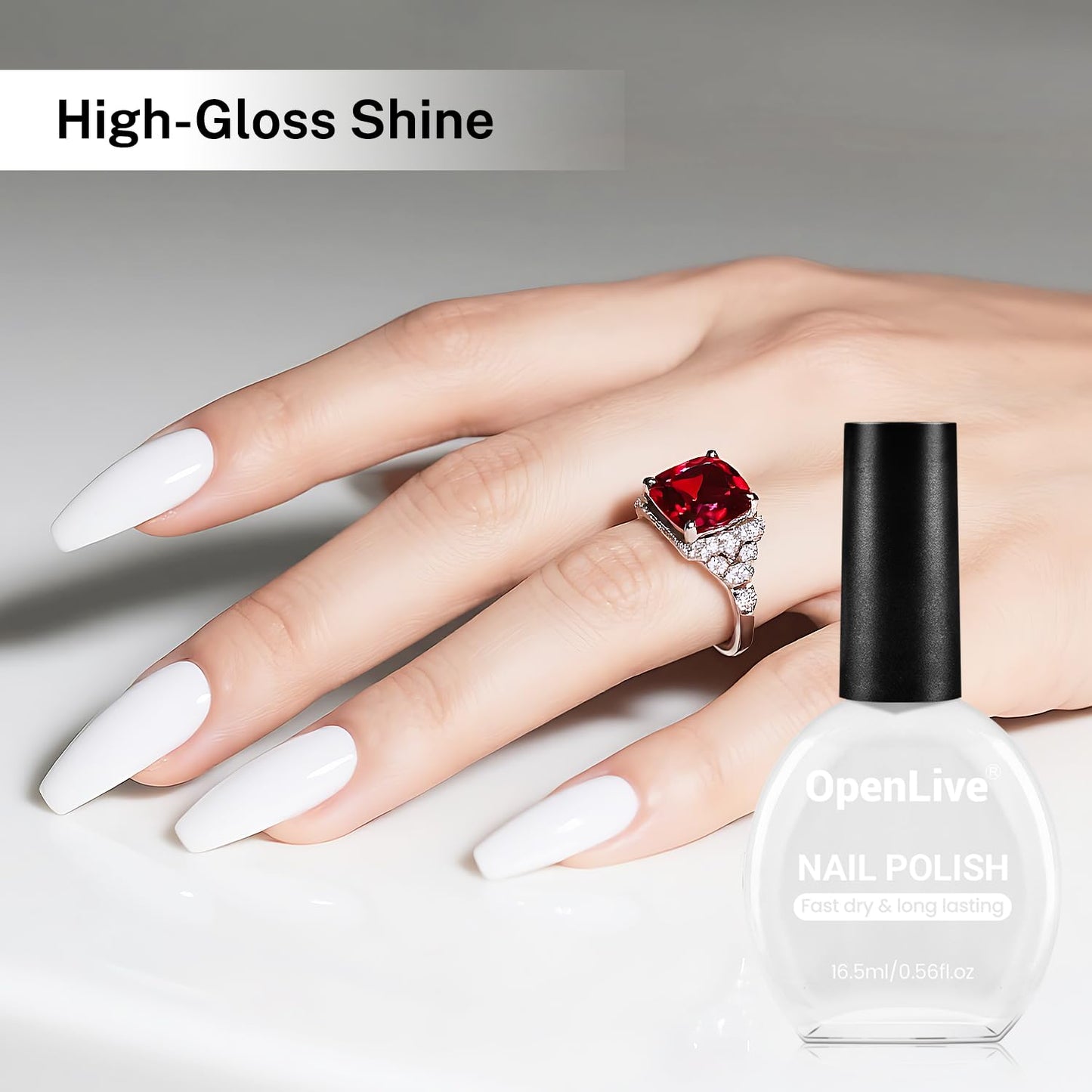 Skiennix 16.5ml White Nail Polish - Quick Drying, Long Lasting Color for DIY Home Manicure