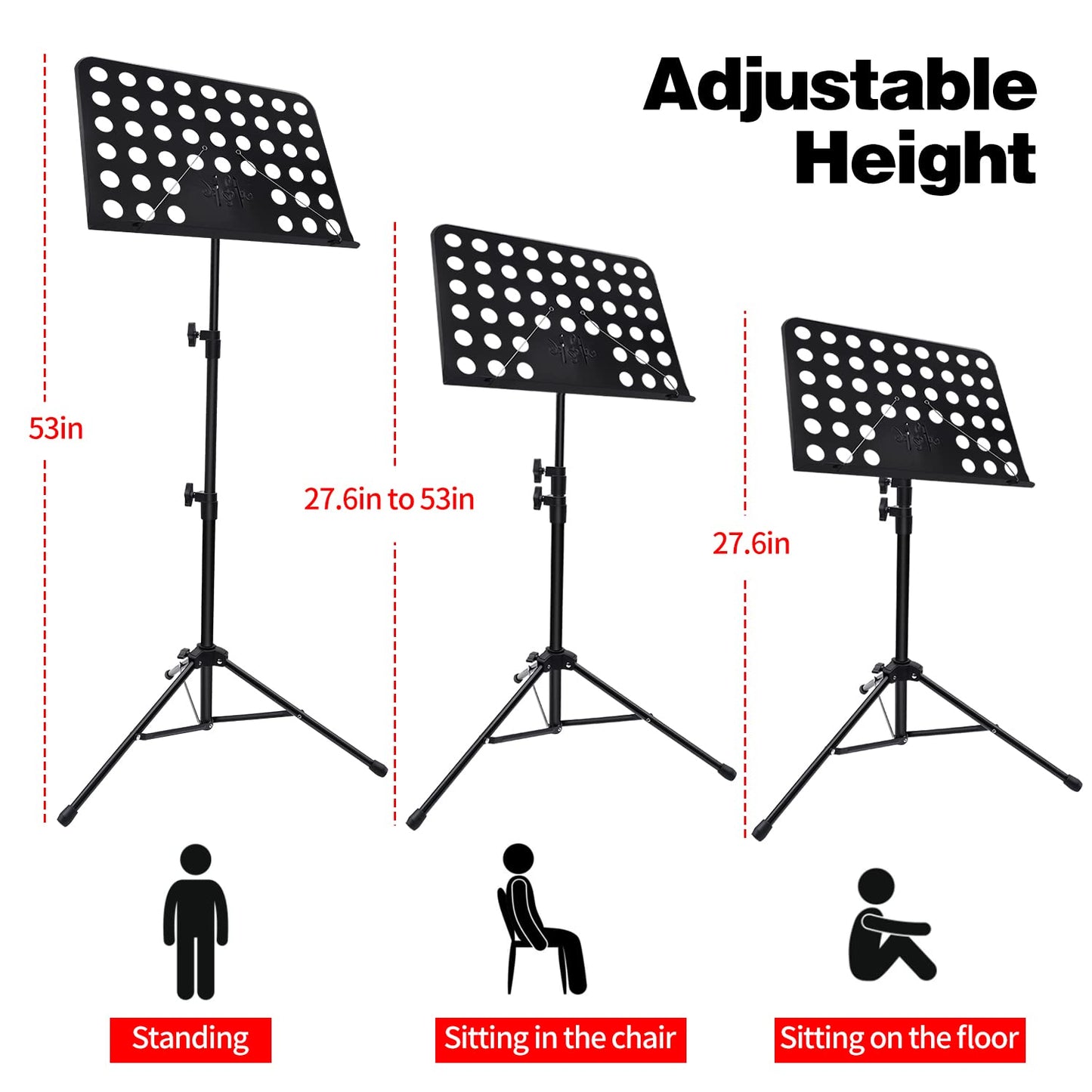 70in Sheet Music Stand, Heightened Music Stand, Adjustable Music Sheet Stand Portable Folding with Carry Bag for Guitar, Ukulele, Violin Players(Higher Version, 1 pack)