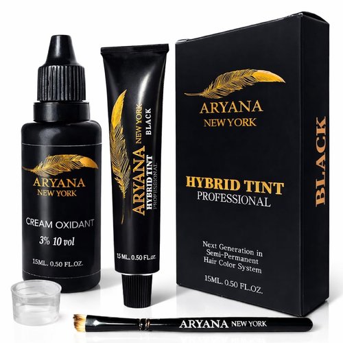 ARYANA NEW YORK Hybrid Color Professional Kit - Cream Hair Color for Natural Spot Coloring (Black)