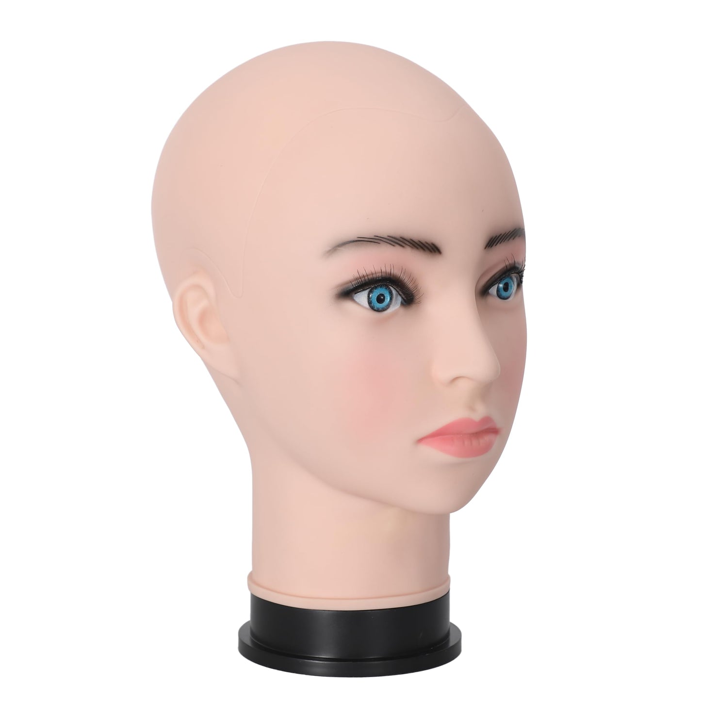 TKIMHEQ Bald Female Mannequin Head 21.6 Inches Big Head Circumference Makeup Training Head Wig Head Professional Cosmetology for Wig Making Hat Helmet Glasses Display Head Model with Clamp Stand