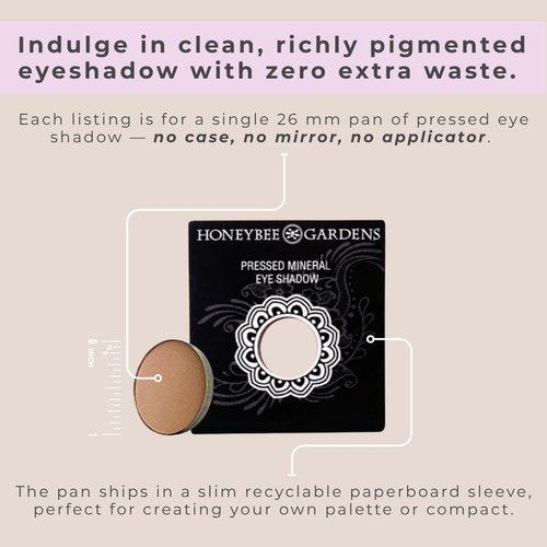 Honeybee Gardens Pressed Powder Eyeshadow Refill - Antique Matte Pale Cream Bisque, Long-Wearing Mineral Formula