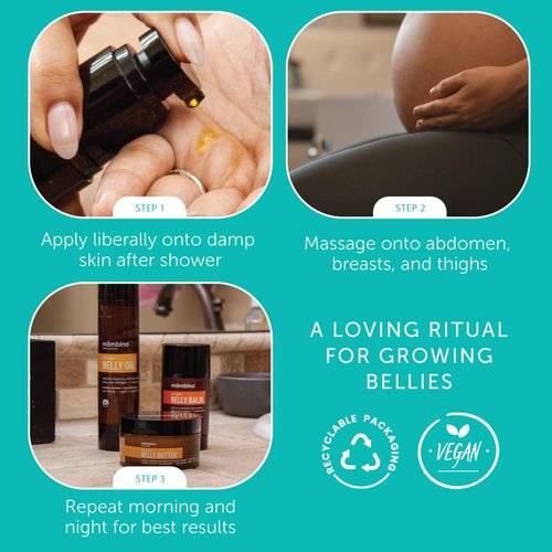Mambino Organics Oh Baby! Belly Oil - Organic Stretch Mark Oil for Pregnancy & Postpartum | 2 Fl Oz