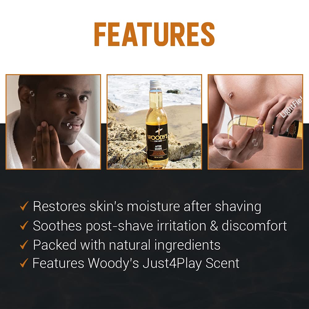 Woody's Aftershave Tonic for Men - Soothing Aloe Vera & Chamomile Formula, 6.3 fl oz