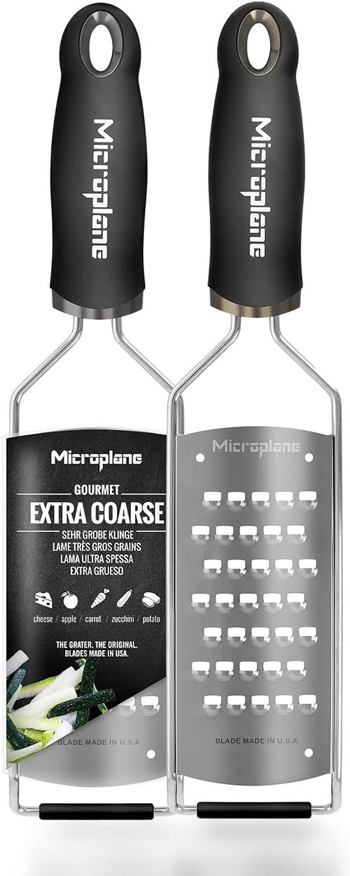 Microplane Gourmet Series Cheese Grater - Extra Coarse with Soft Touch Handle | Black