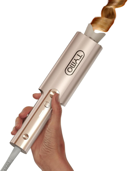 TYMO CurlPro Plus Automatic Curling Iron - Upgraded Long Barrel Ceramic Curler for Long Hair, 1.25 Inch, Gold