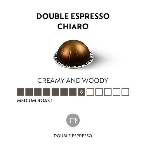 Nespresso Vertuo Double Espresso Chiaro - Medium Roast Coffee Pods, 30-Count, Brews 2.7oz