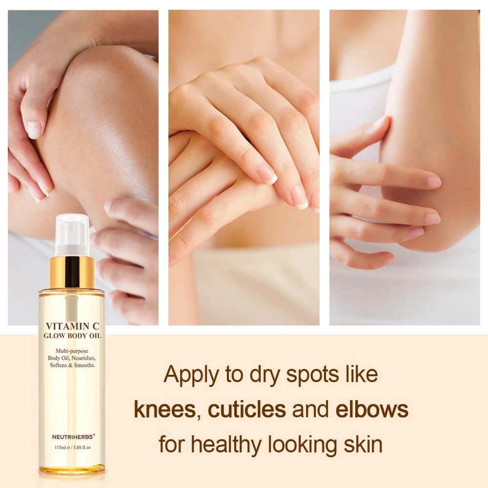 Neutriherbs Body Rosehip Oil for Dry Skin, Moisturizer/Hydrating/Glow/Brightening/Body Massage rosehip seed Oil for All Skin Types 115 ml / 3.88 oz