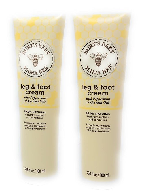 Burt's Bees Mama Bee Leg & Foot Cream - Peppermint Scent, 3.38 Fl Oz (Pack of 2)