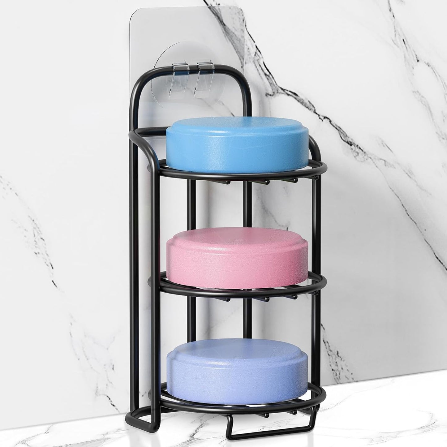 Skiennix 3-Tier Shower Soap Holder - Self-Adhesive & Freestanding Draining Caddy for Bathroom Decor