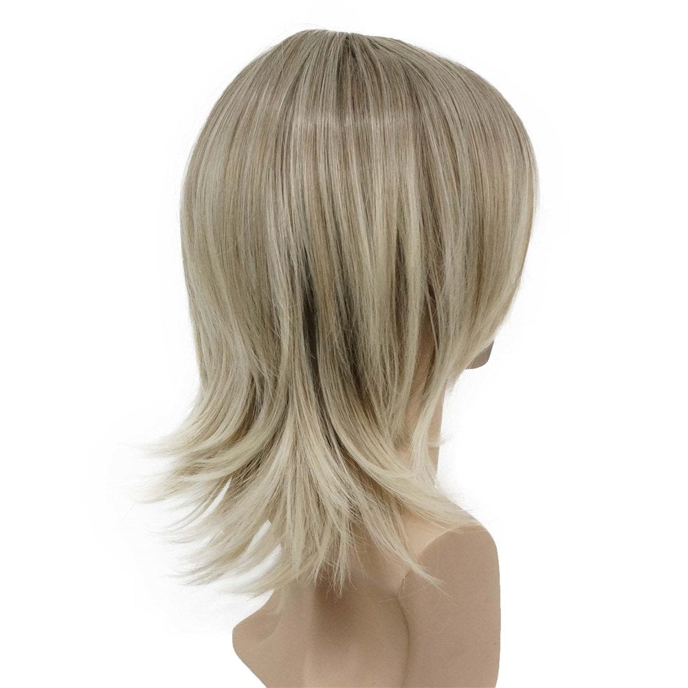 Aimole Blonde Straight Wig Synthetic Hair For Men Cosplay Halloween Medium Long Wigs