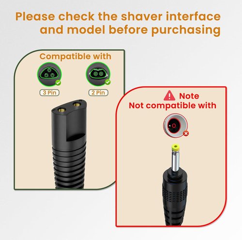 Braun Charger Cord - Compatible With Series 9, 8, 7, 6, 5, 3 Shavers | 12V 400mA Power Supply
